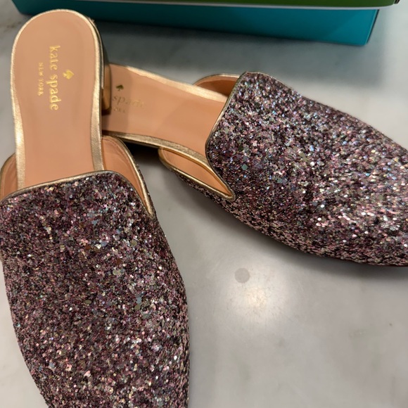 Kate Spade Andra Rose Gold Glitter Mules - Picture 2 of 10